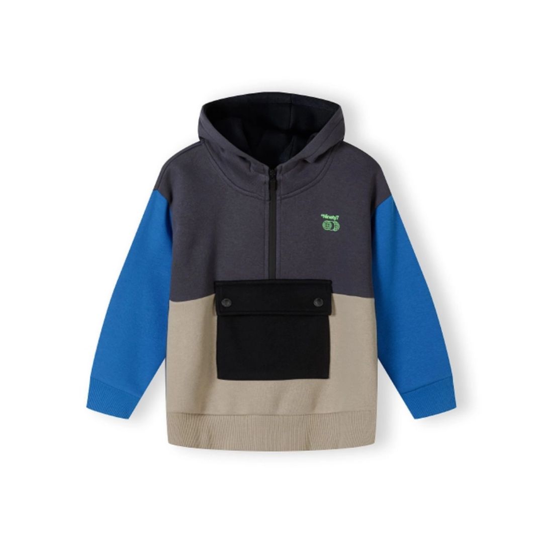 Colorblock Hoodie blau/beige
