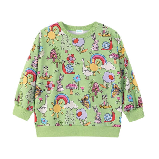 Sweatshirt für Kinder Cartoon Muster Allover grün