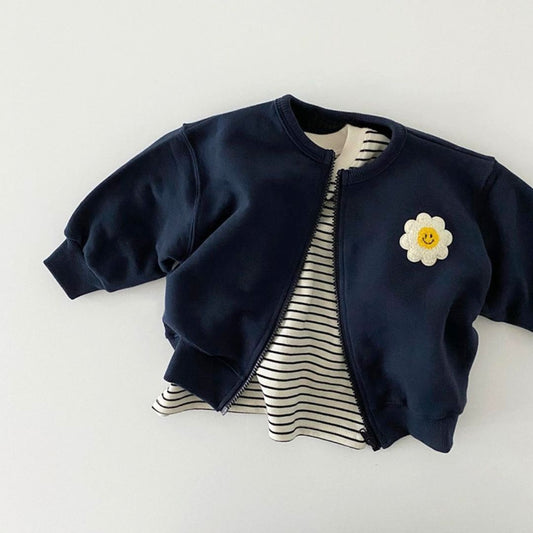 Sweatshirtjacke für Kinder 'Smiling Flower' navy