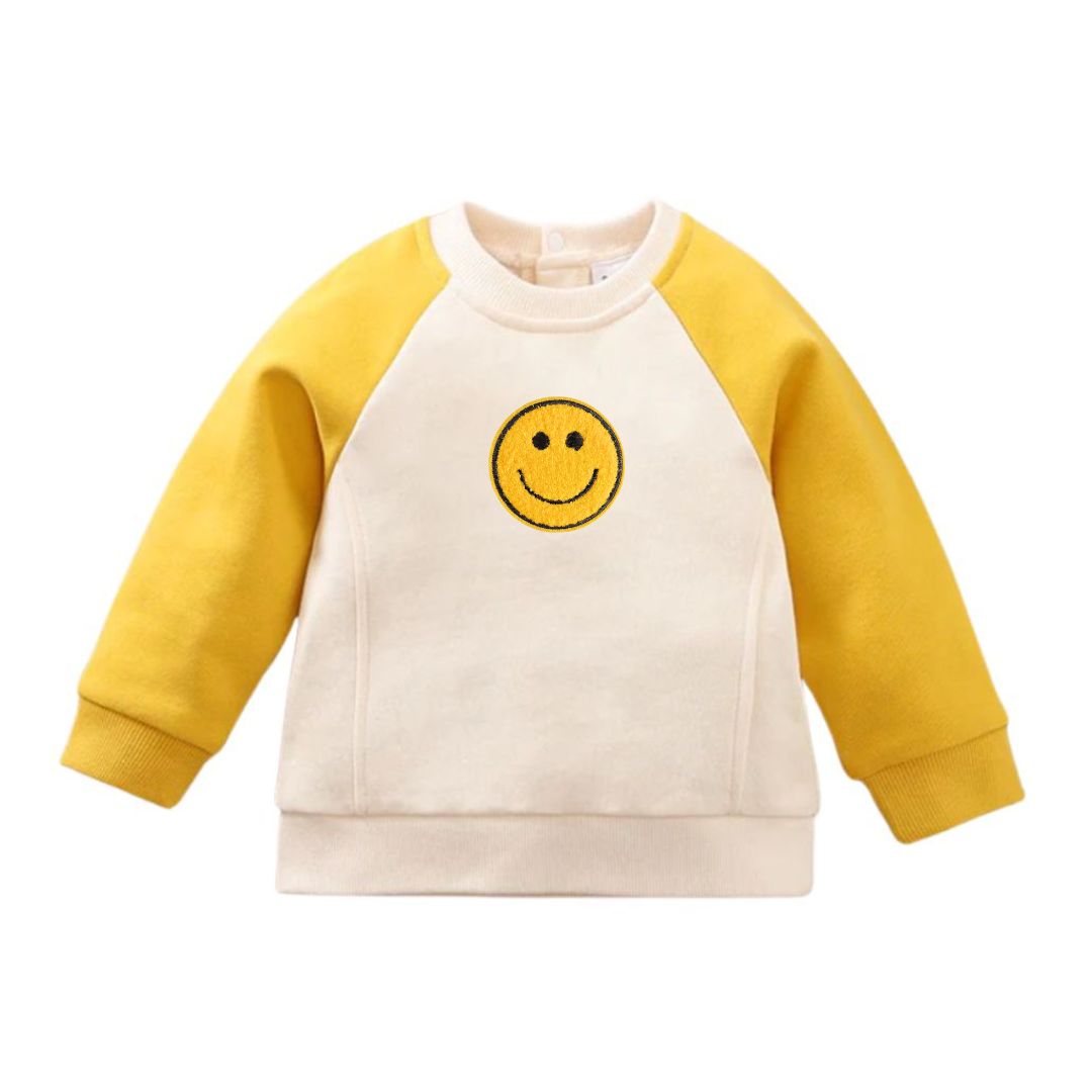 Kinder Sweatshirt mit Raglanärmeln und Smiley Applikation