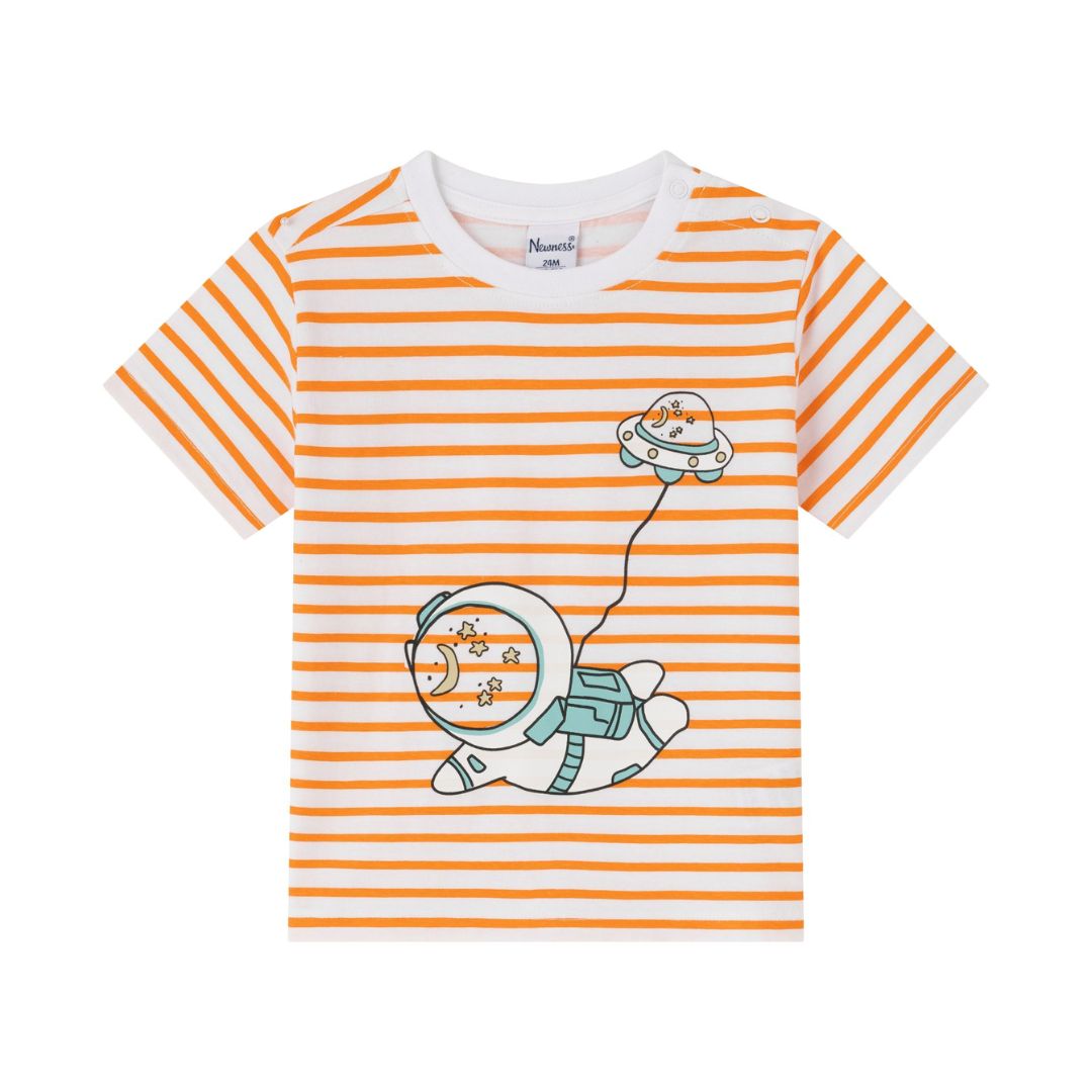 Orangefarbenes gestreiftes T-Shirt für Jungen