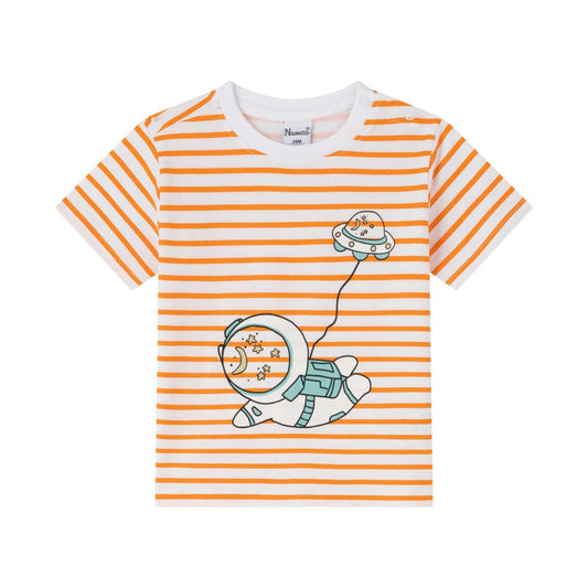 Orangefarbenes gestreiftes T-Shirt für Jungen