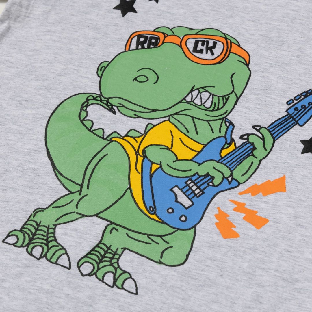 T-Shirt grau mit Dino Gitarre