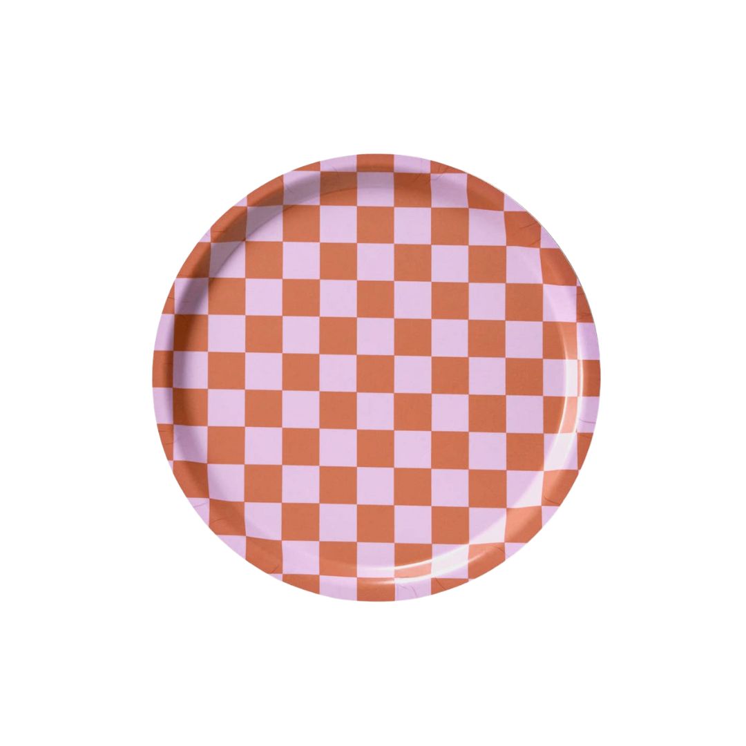 Serviertablett rund 'Checker' orange/pink 31 cm