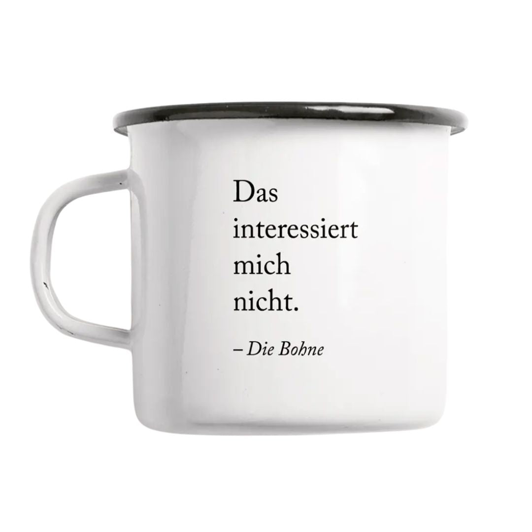 Statement Emaille Tasse 'Die Bohne'