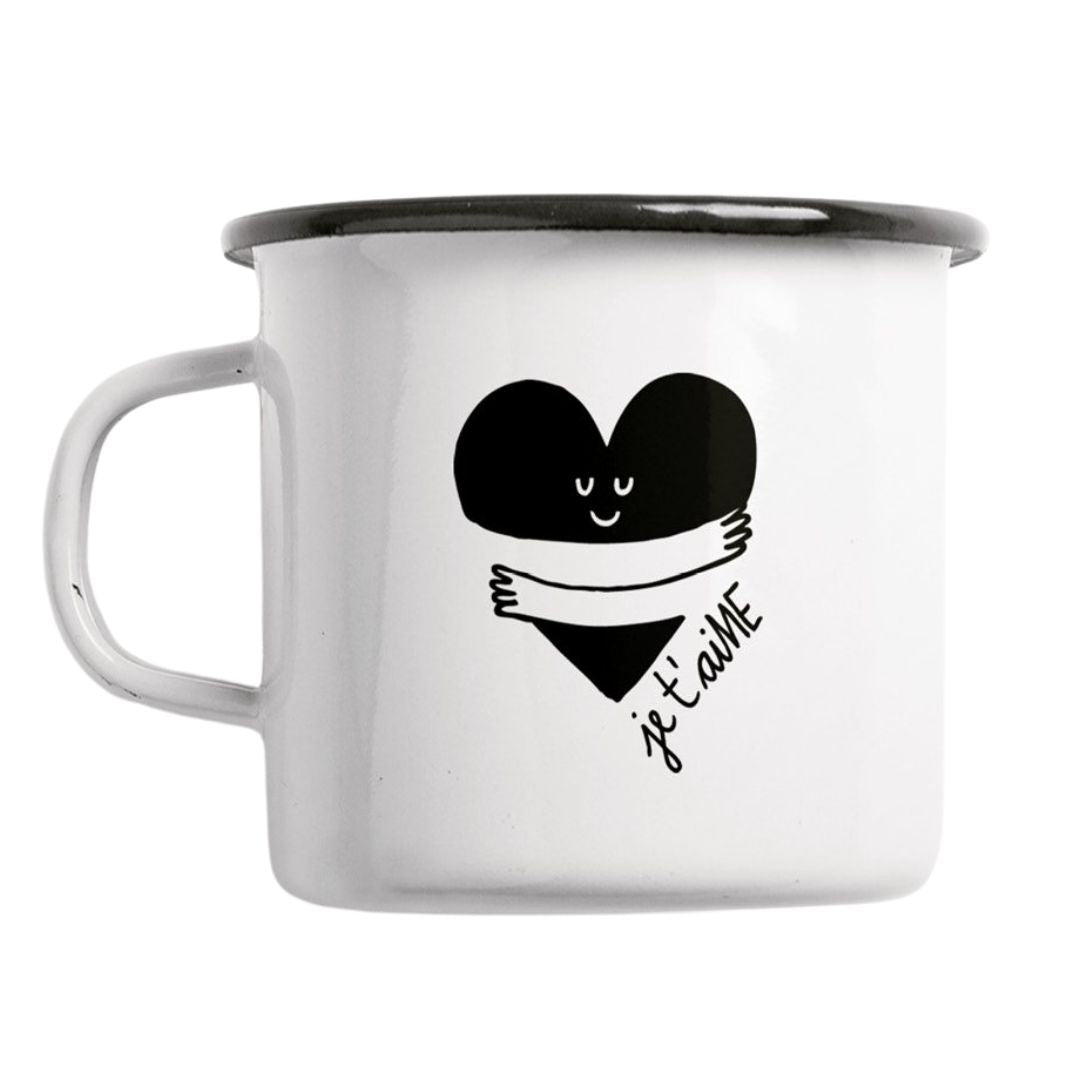 Statement Emaille Tasse 'Je t'aiME'