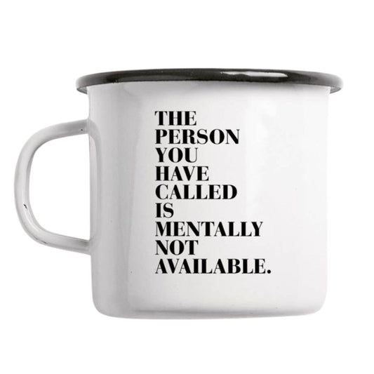 Statement Emaille Tasse 'Available'