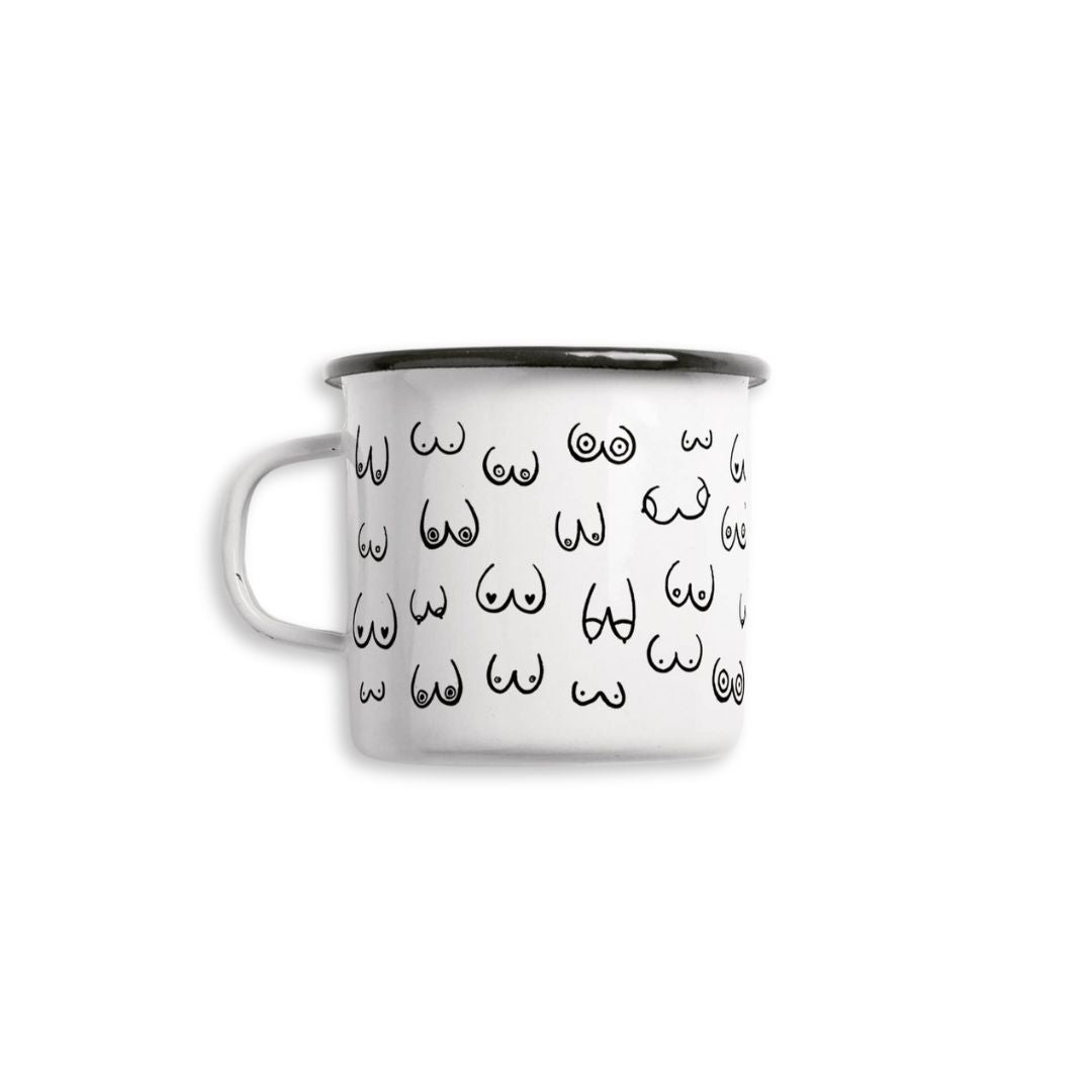 Tasse aus Emaille 'Busenfreunde'