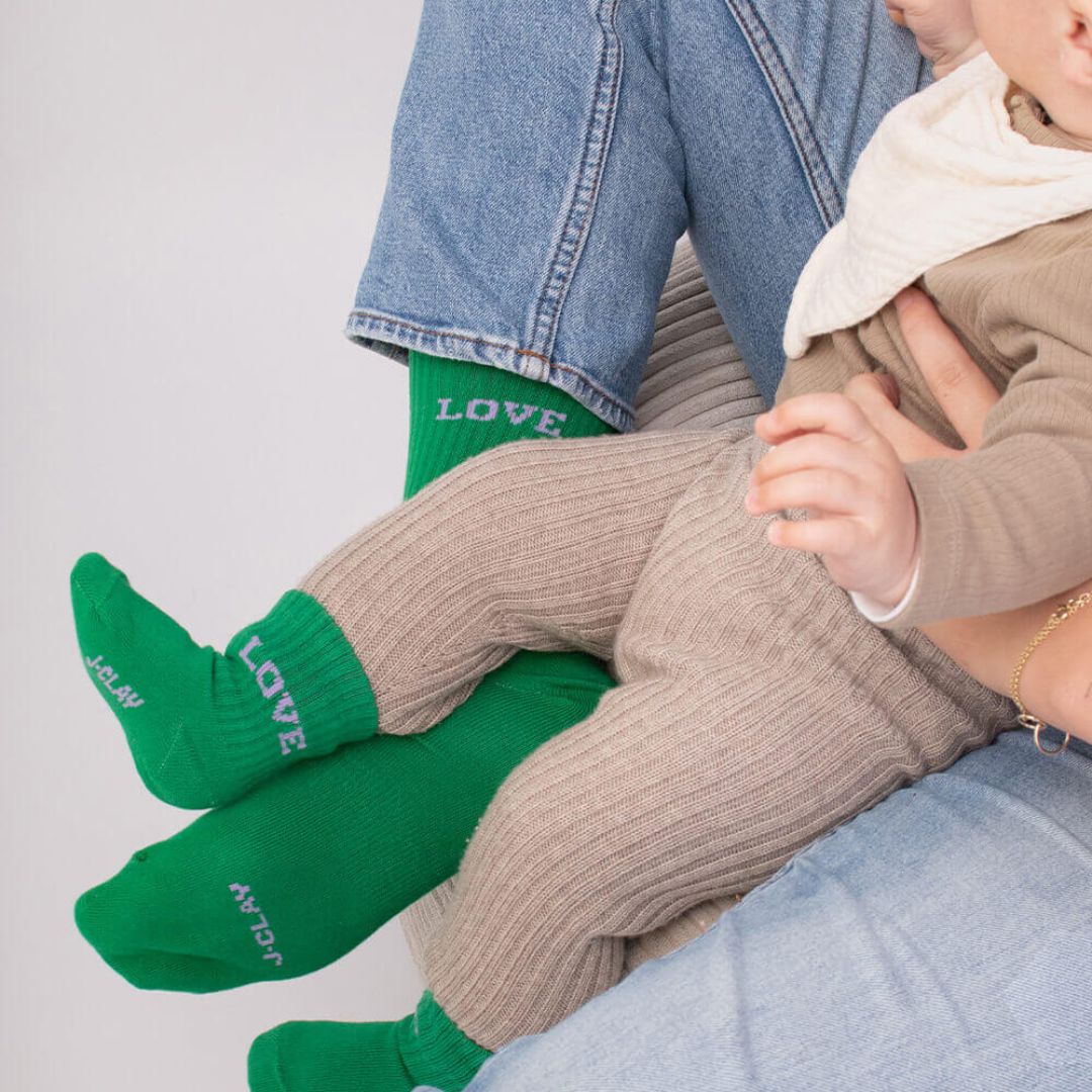Tennis Socken für Babys & Kinder 'LOVE' grün