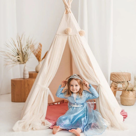 Kinder Tipi Zelt 'Fairy' mit Tüll ecru