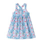 Träger Kleid mit Flamingo Print blau