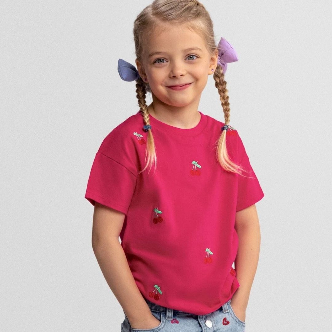 Besticktes T-Shirt 'Cherry'