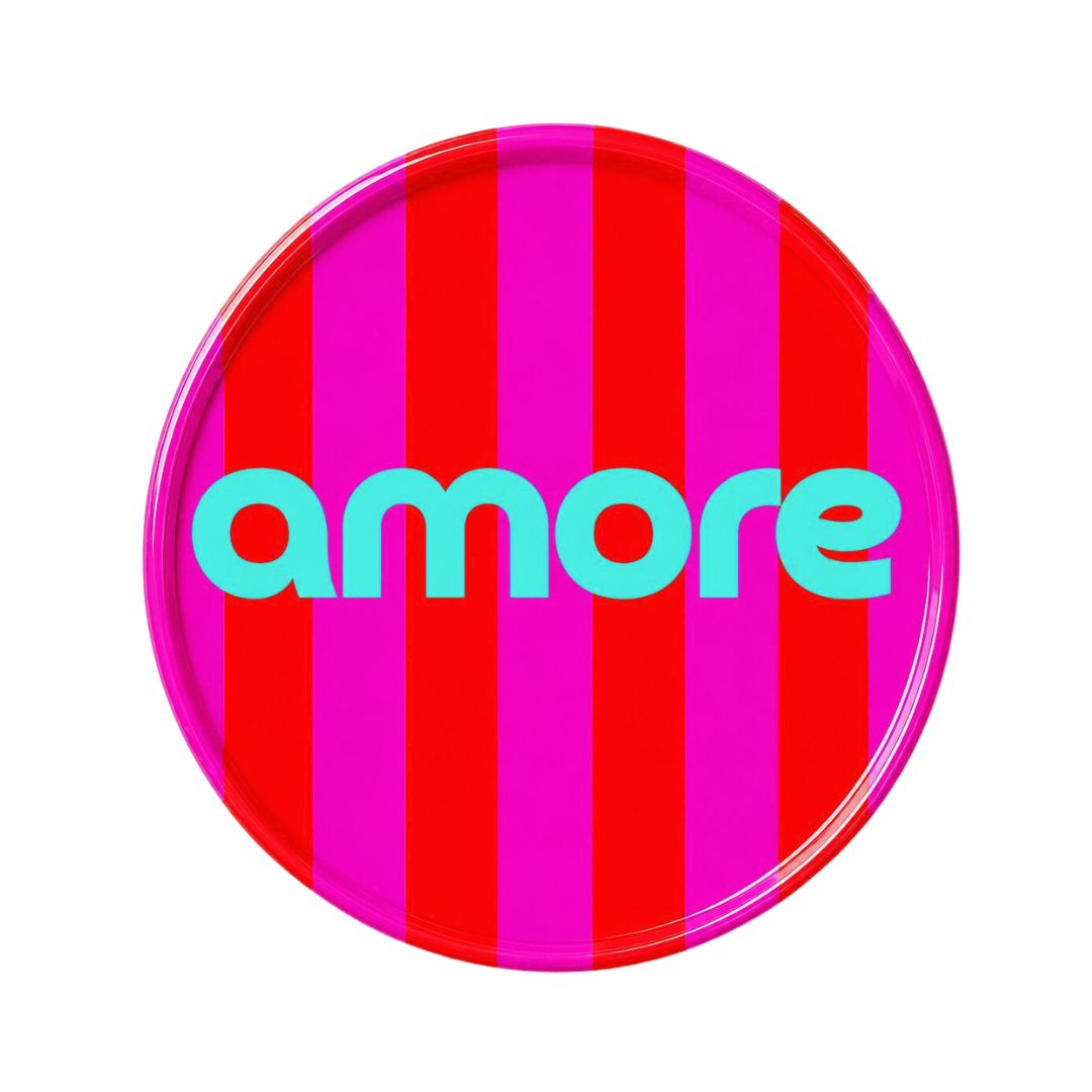 Untersetzer 'Amore' Aus Acryl – Pink & Rot Mit Korkrückseite