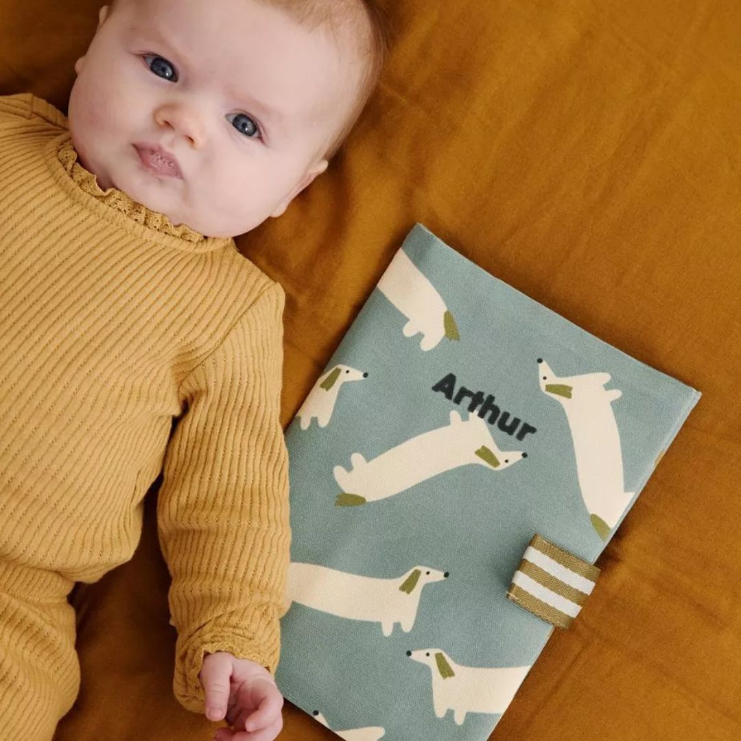 Untersuchungshefthülle 'Dackel Allover' blau