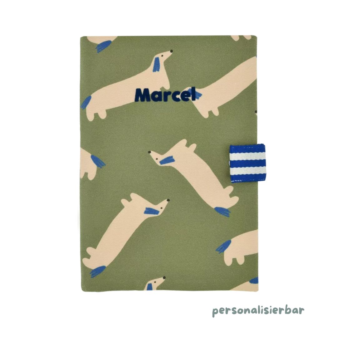 Untersuchungshefthülle 'Dackel Allover' grün