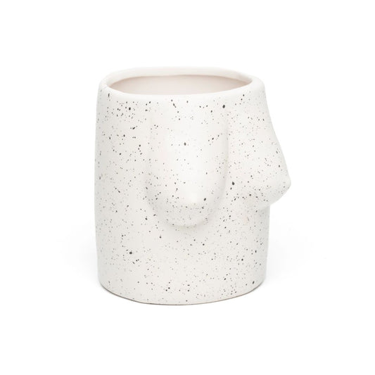 Handgemalte Blumenvase 'TITS' weiß