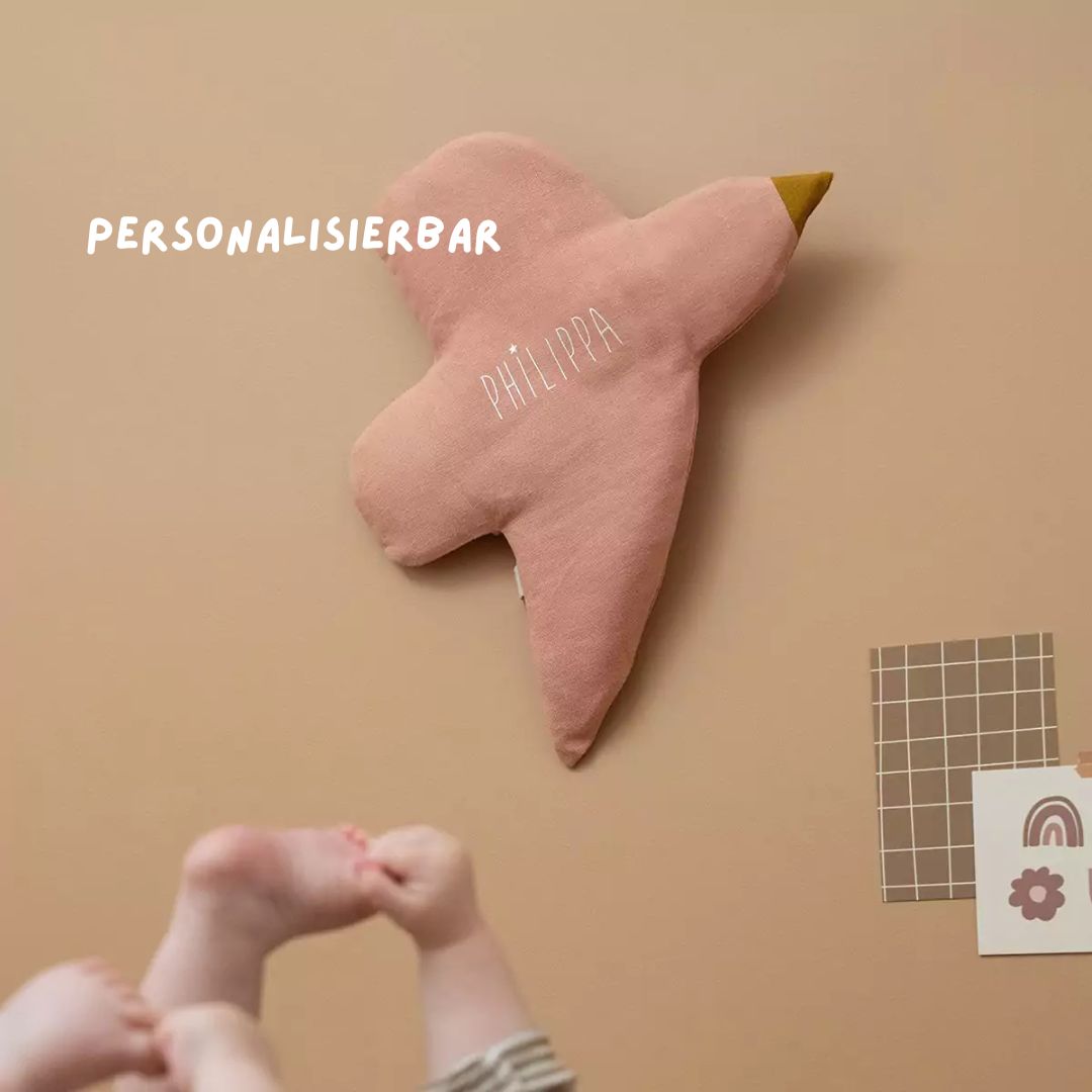 Wanddekoration Vogel rosa personalisierbar