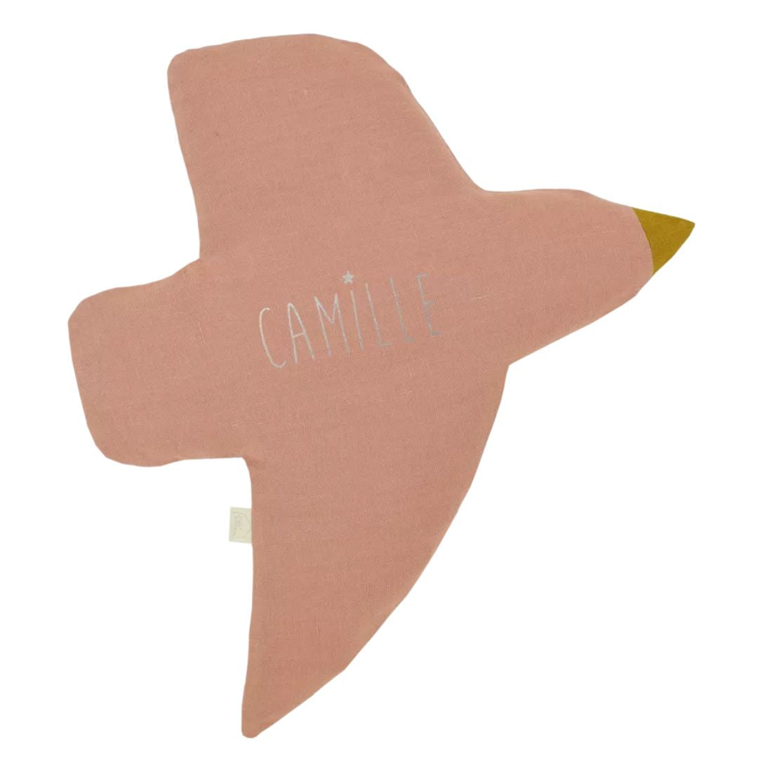 Wanddekoration Vogel rosa personalisierbar