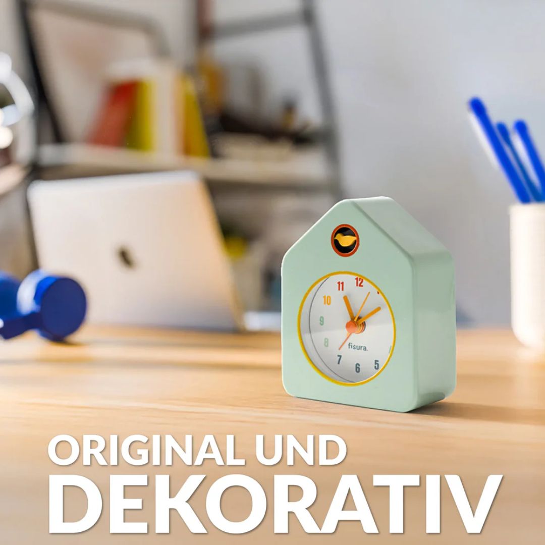 Analoger Wecker 'Mini-Häuschen mit Kuckuck' grün