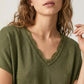 Weicher Strickpullover mit V-Ausschnitt grün