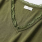 Weicher Strickpullover mit V-Ausschnitt grün