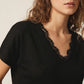 Weicher Strickpullover mit V-Ausschnitt schwarz