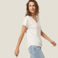 Weicher Strickpullover mit V-Ausschnitt offwhite