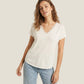 Weicher Strickpullover mit V-Ausschnitt offwhite