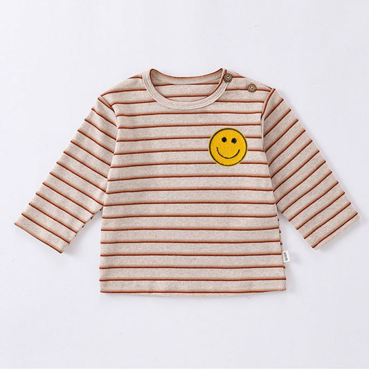 Weicher O-Neck Longsleeve aus Bio Baumwolle gestreift