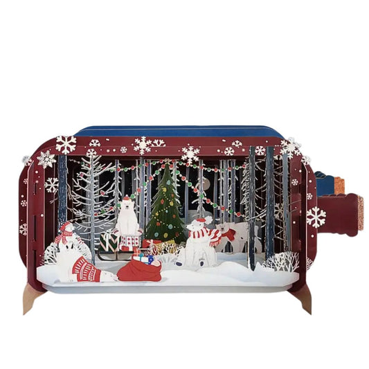 Dimensionale Pop Up Weihnachtskarte 'Winterwald Bären'