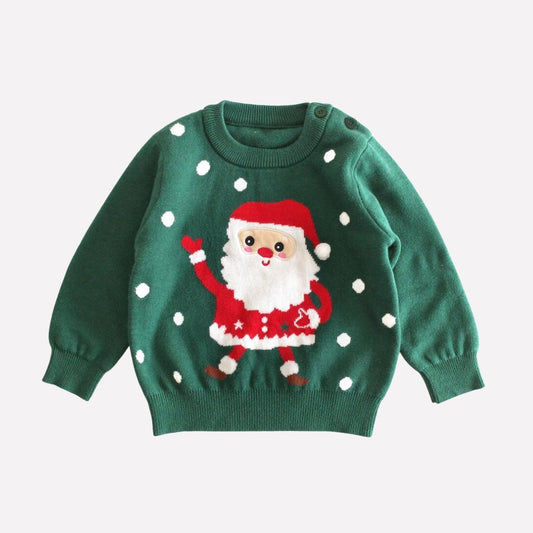 Bestickter Pullover mit Weihnachtsmotiv grün