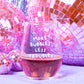 Stilvolles Weinglas 'More Bubbles Less Troubles'