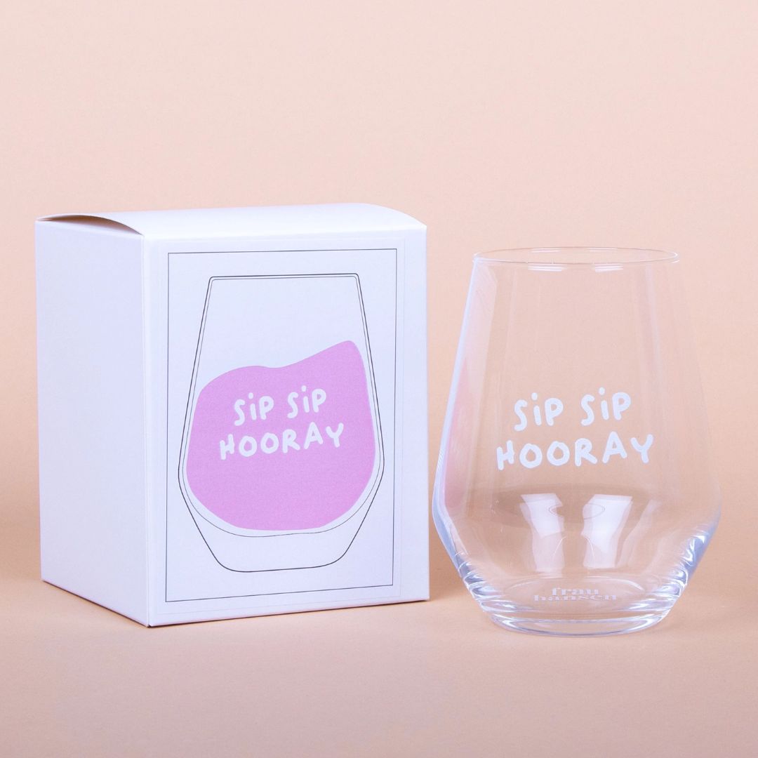 Stilvolles Weinglas 'Sip Sip Hooray'