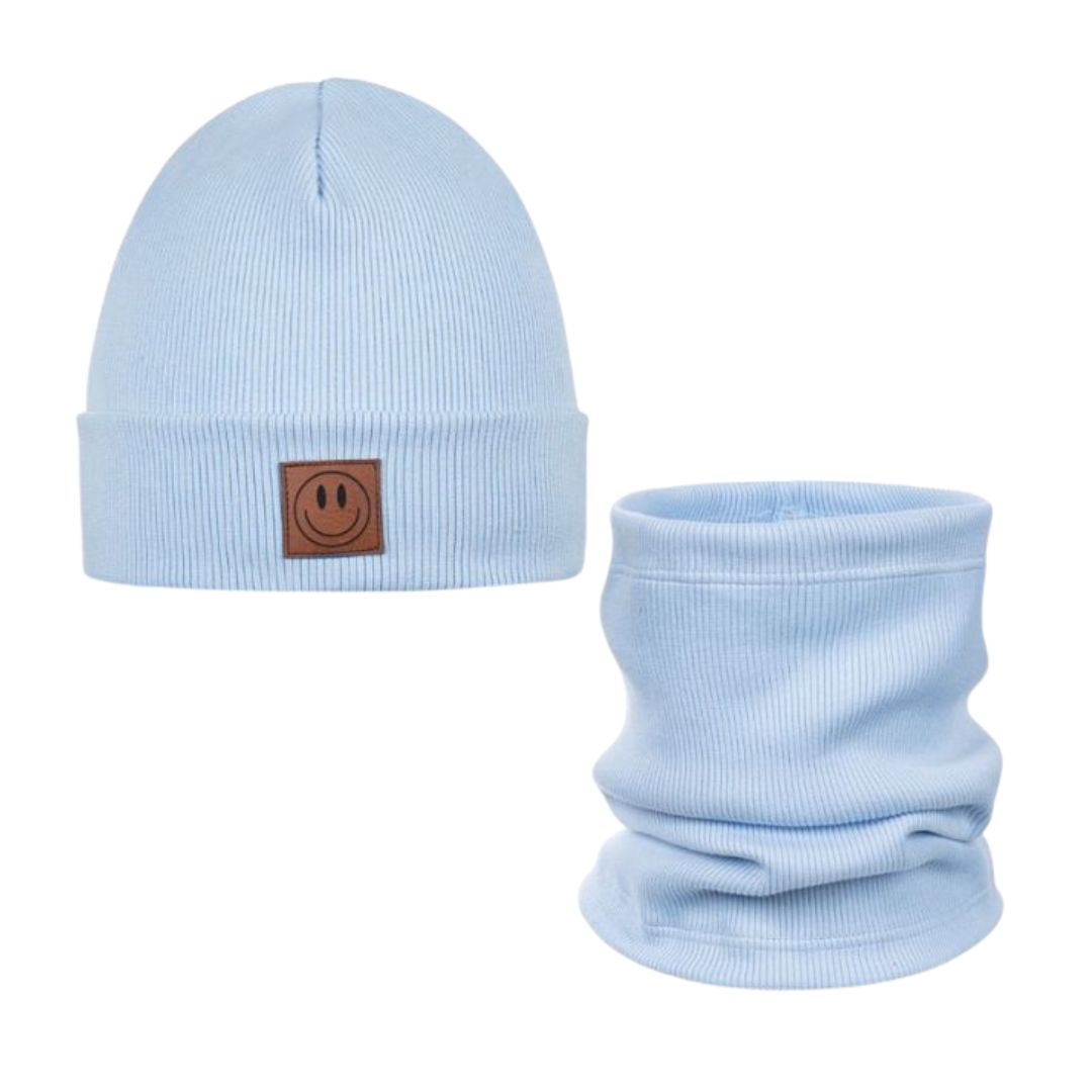 Set Mütze und Loop für Kinder hellblau