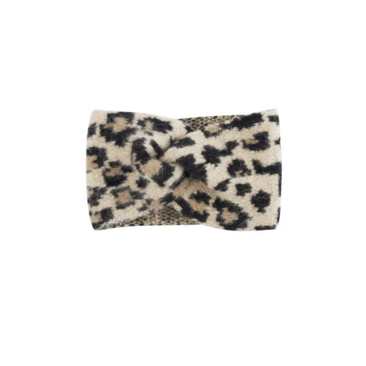 Winterstirnband Leopardenmuster beige