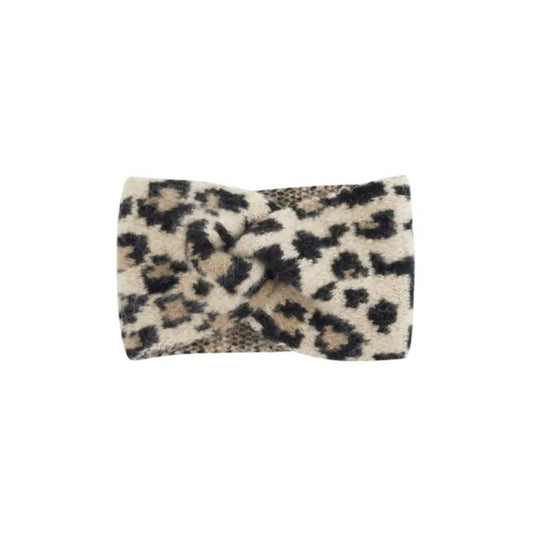 Winterstirnband Leopardenmuster beige