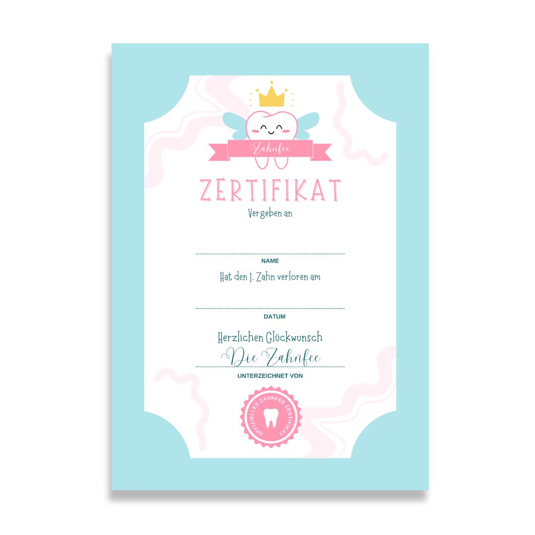 Zahnfee Set 'Zahnfee Zertifikat & Milchzahndose'