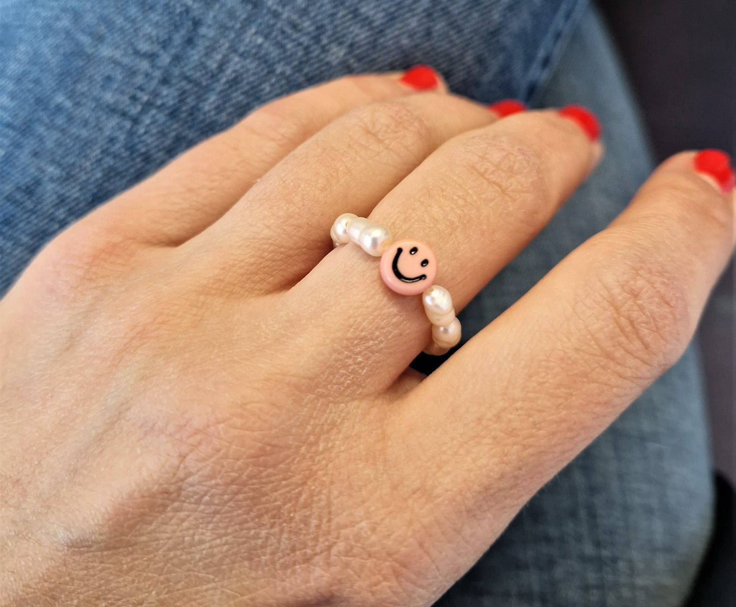 Smiley Perlen Ring | versch. Farben