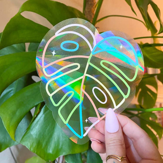 Regenbogen-Monstera-Aufkleber Suncatcher