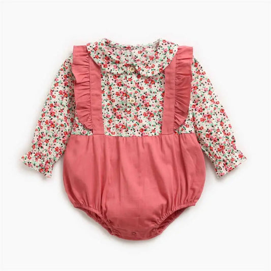 Body mit Blumenmuster und Volants rosa