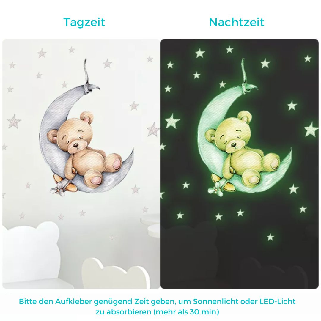 Glow In The Dark Wandtattoo "Bär & Mond "