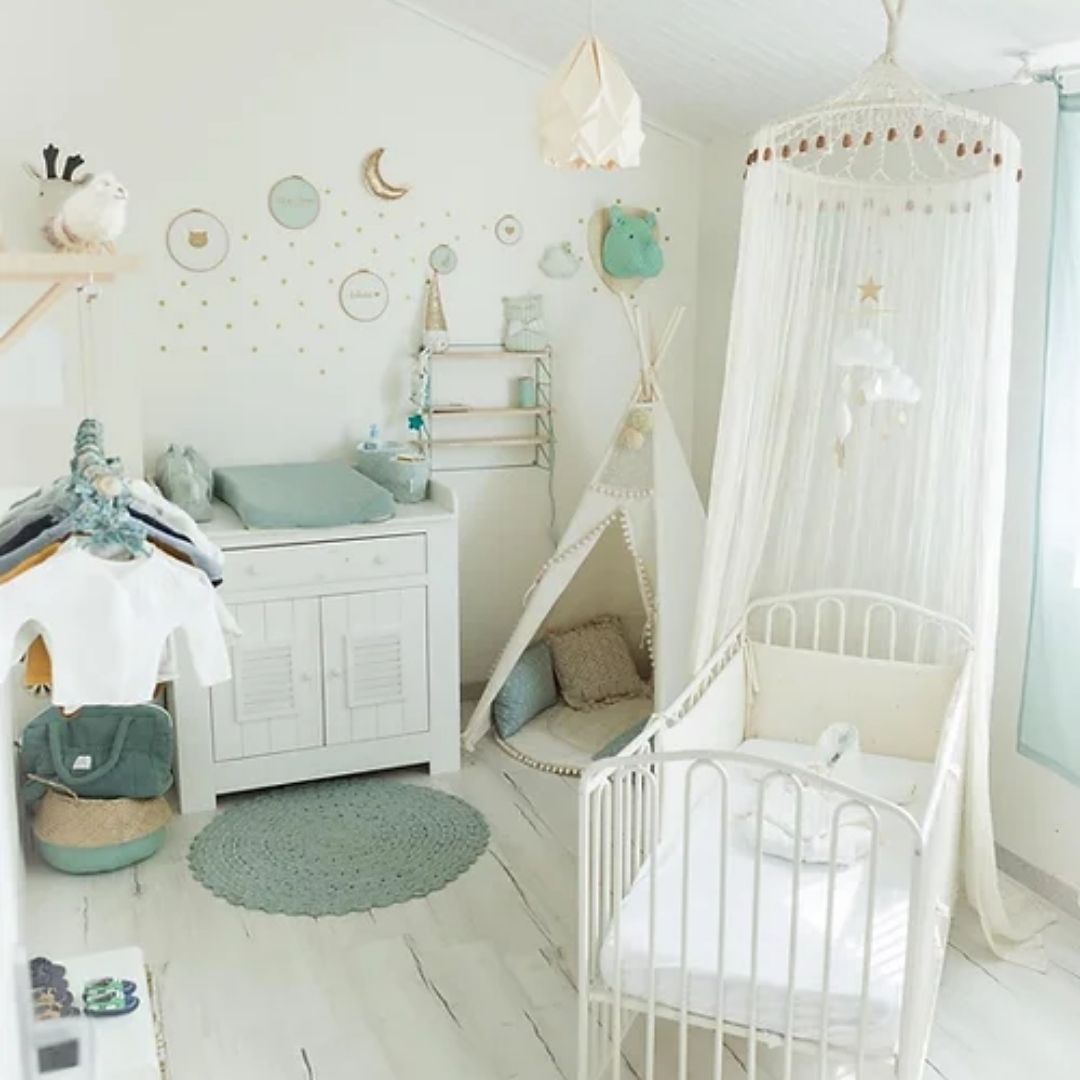 Kinder Tipi Zelt mit Pom Poms beige