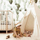 Kinder Tipi Zelt mit Pom Poms beige