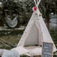 Kinder Tipi Zelt mit Pom Poms beige