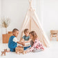 Kinder Tipi Zelt mit Pom Poms beige