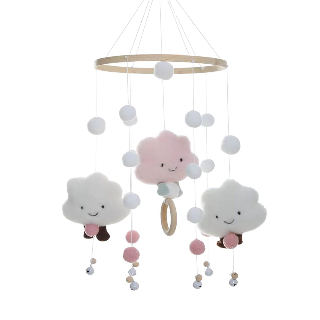 Baby Mobile 3D Wolken rosa/weiß