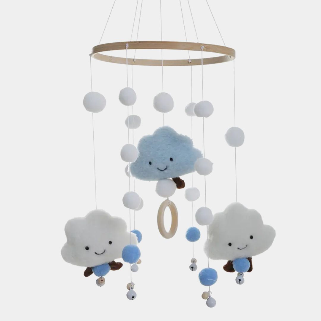 Baby Mobile 3D Wolken blau/weiß
