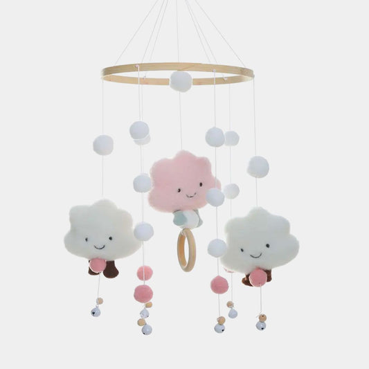 Baby Mobile 3D Wolken rosa/weiß