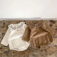 Baby Body aus Cord mit besticktem Kragen weiß