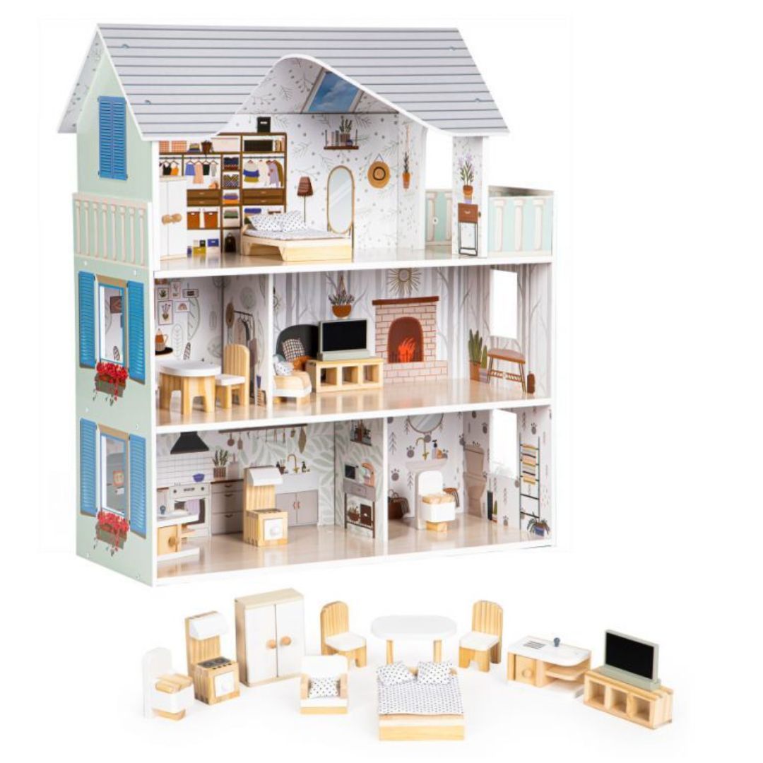 Puppenhaus aus Holz mit Möbeln "Residence"
